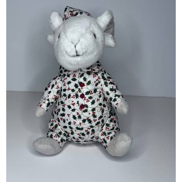 Jellycat London Merry Mouse Bedtime Stuffed Mouse Wearing Holly PJ'S Christmas - Picture 6 of 9